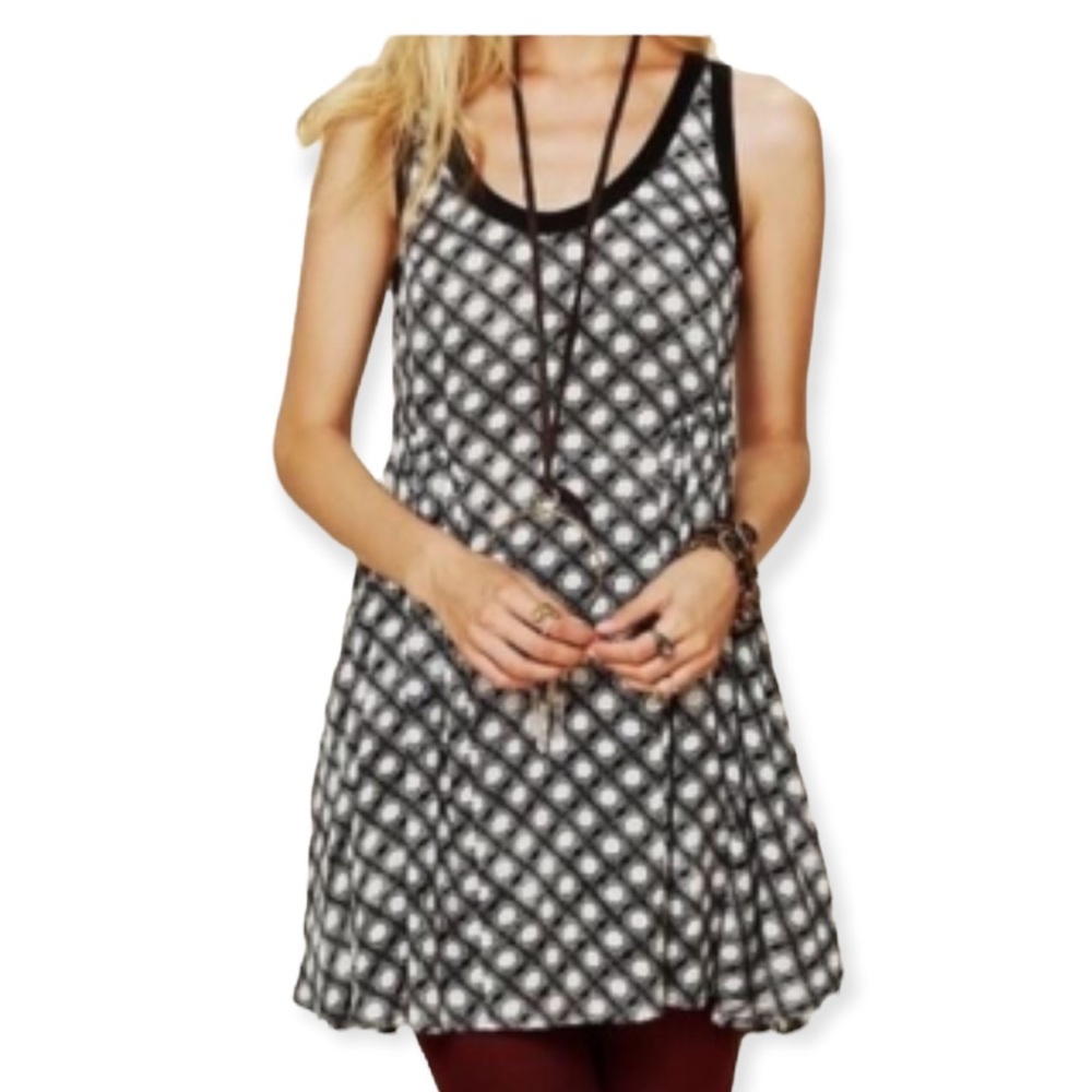 Free People Molly Dot Swing Sleeveless Dress Black & White Size Medium